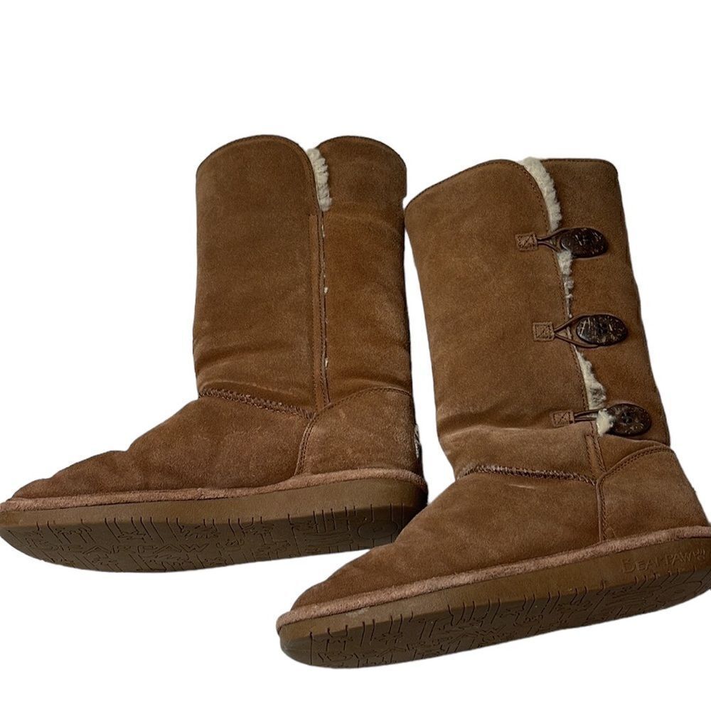 Bearpaw Lauren Tall Suede Brown Boots. Size 10.